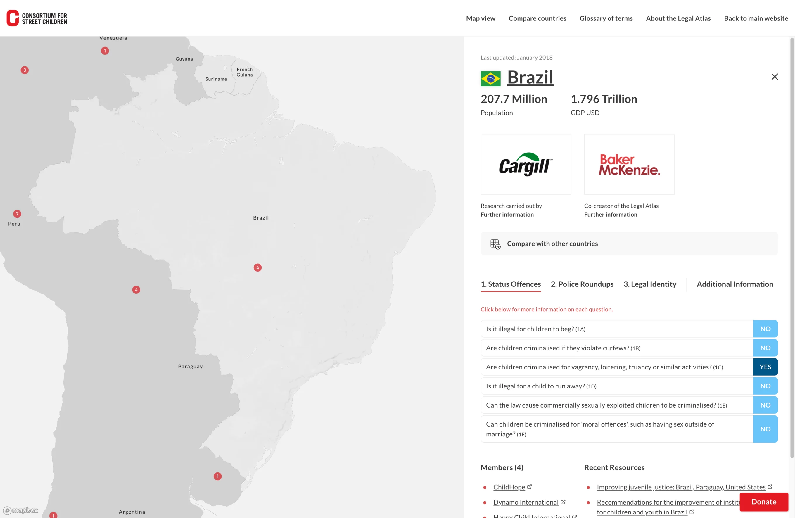 A country page in the Legal Atlas